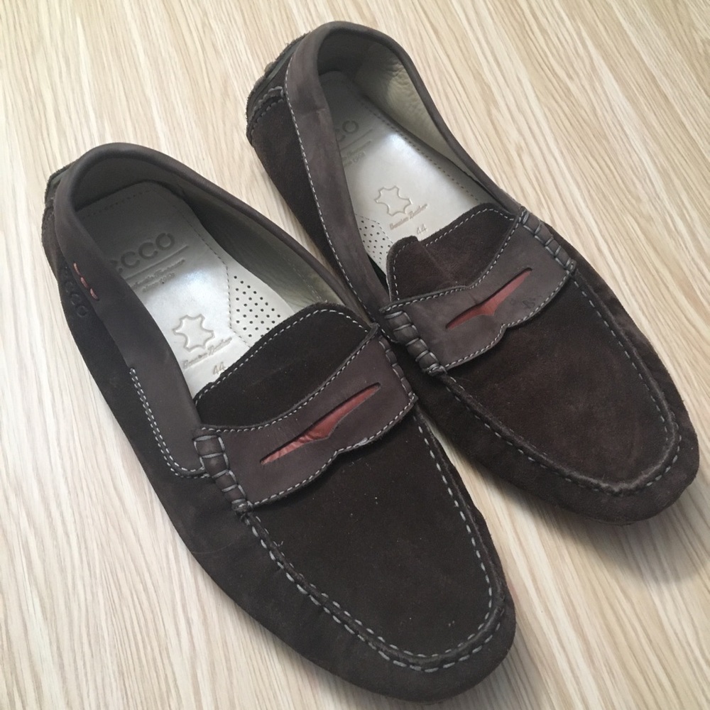 Ecco Brown Suede Driving Loafers Shoes Size 11